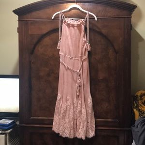 Pink Lace Pleated Dress